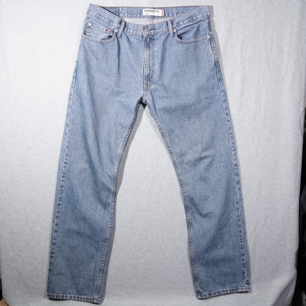 Levi's‎ Jeans Mens 36x34 Blue 505 Straight Fit Medium Wash Denim Five-Pocket